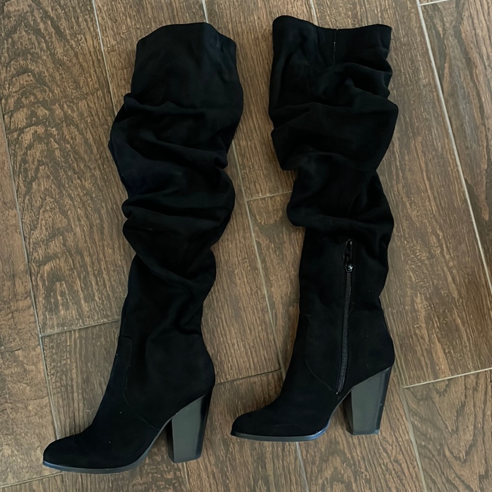 Carlos by Carlos Santana Womens Knee-High Boots Faux Suede Slouchy-Black Size 6.